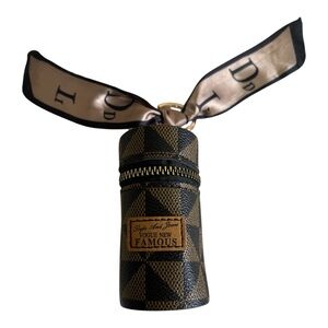 Sunnyatticstore PU Leather Logo Cylinder MIni Purse with Keychain and Lace